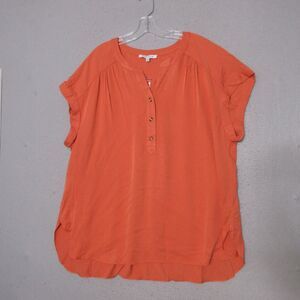 Rose & Olive Top Tunic Plus 1X Orange Button Up‎ Lagenlook Short Slv NWOT